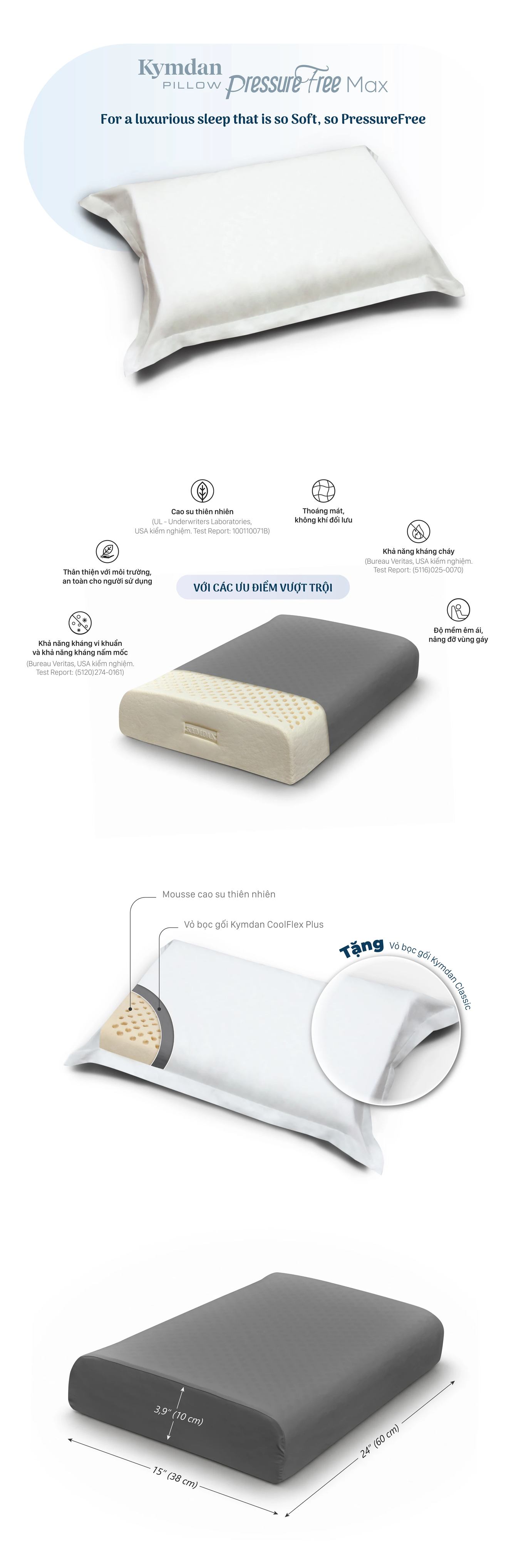 Gối Kymdan Pillow PressureFree Max