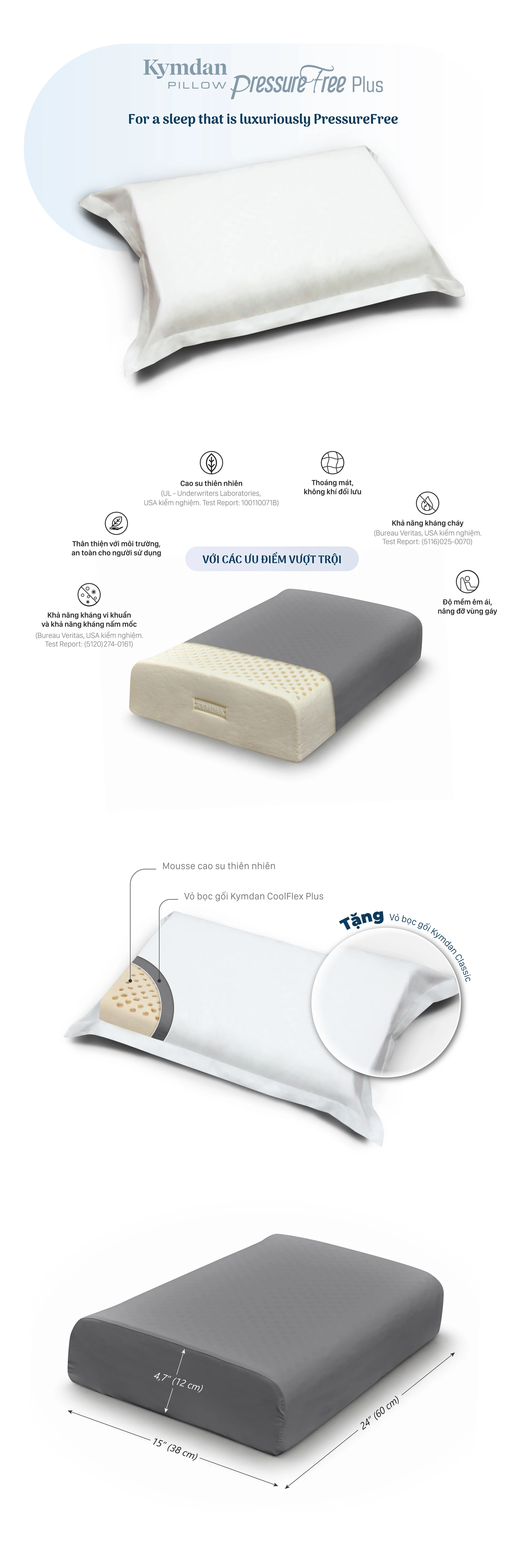 Gối Kymdan Pillow PressureFree Plus